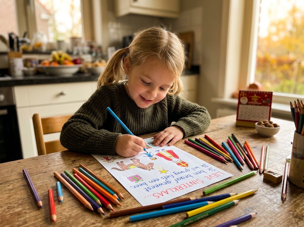 Kind schrijft een brief aan Sinterklaas